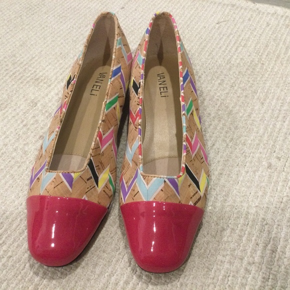 Vaneli Shoes - Vaneli Cap Toe Multi Colored Patent Cork Flats Shoes 7
